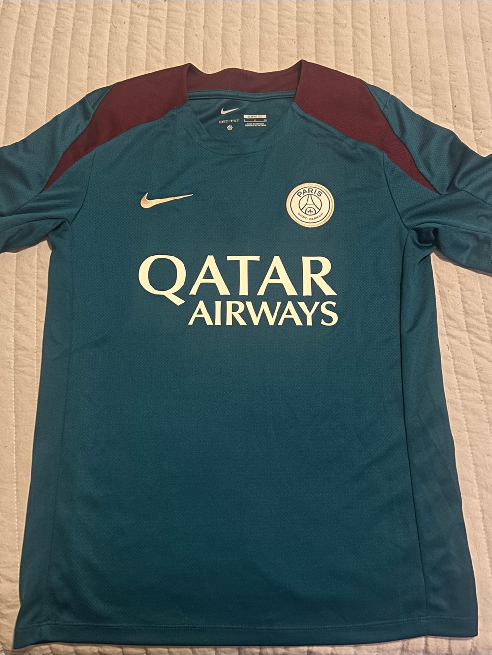 Nike Teal and Maroon Dri-FIT Slim Fit Training Top